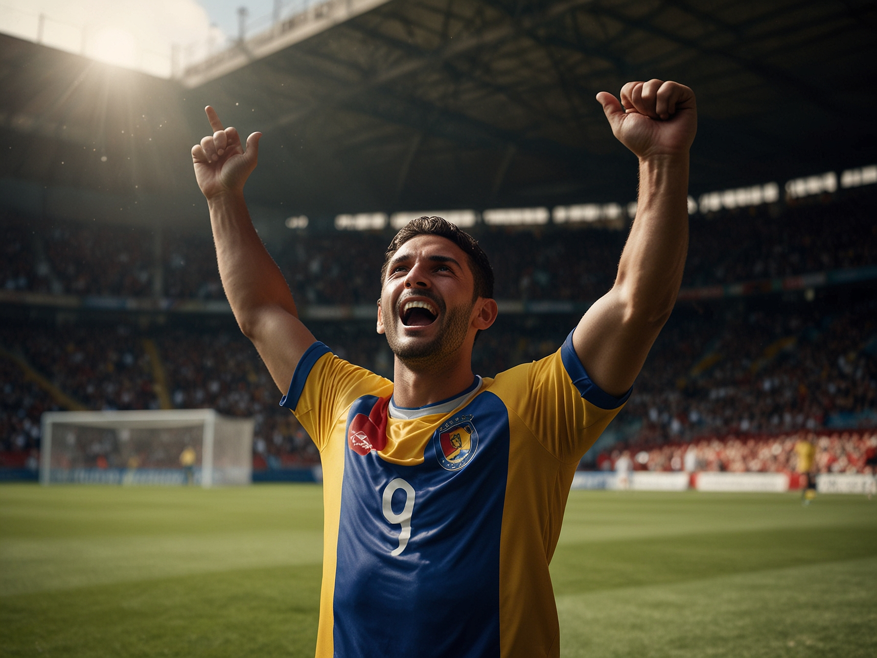 Jugador celebrando una victoria de fútbol